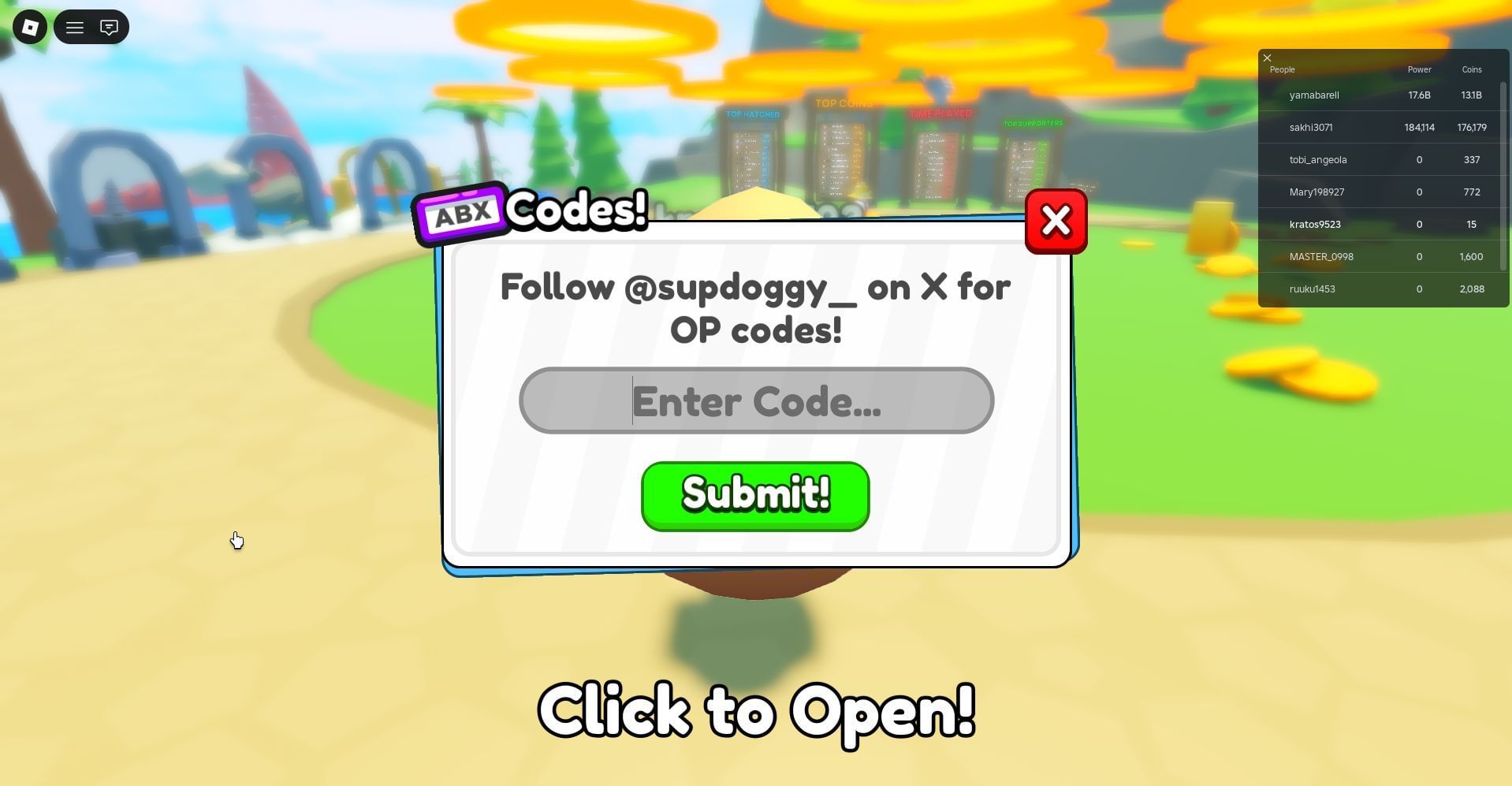 Redeem the code here (Image via Roblox)