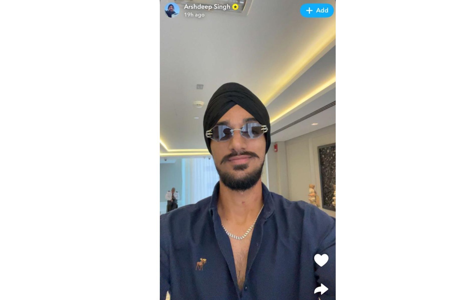Screenshot of Arshdeep Singh&#039;s Snapchat story.
