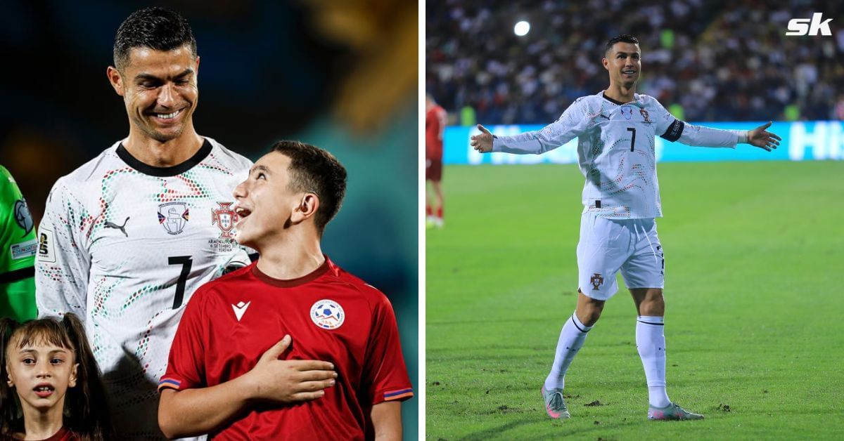 Cristiano Ronaldo on mascot at Armenia vs Portual 