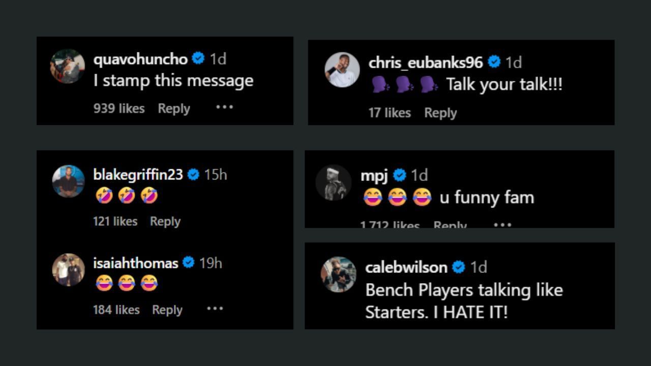 Celebrities comment on Young&#039;s response to Pat Bev. (Credits: @traeyoung/IG)