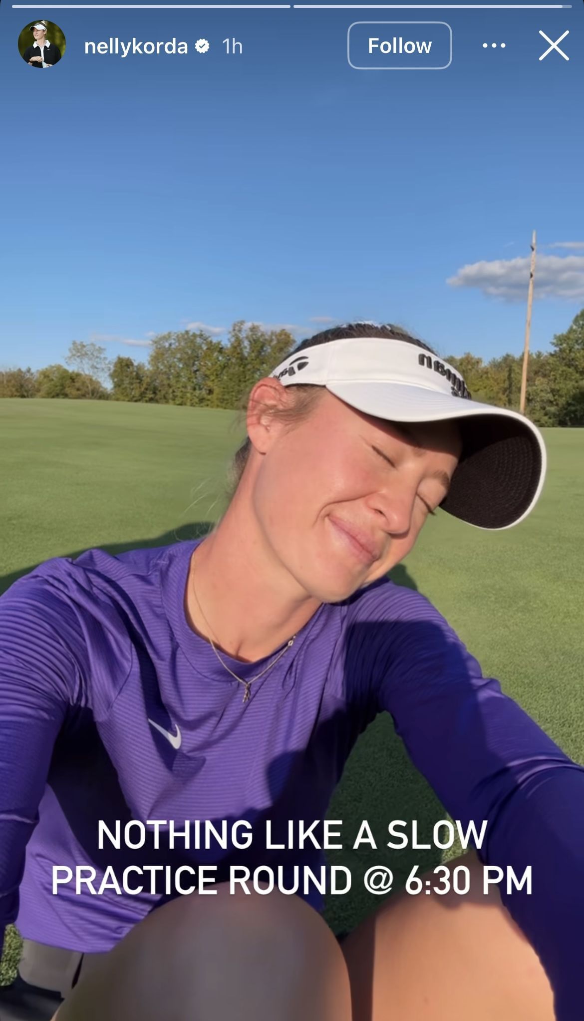 Still taken from Nelly Korda&rsquo;s Instagram Story _ Source: Instagram/@nellykorda