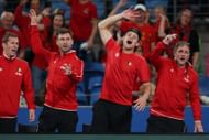 Team Belgium celebrates at the 2025 Davis Cup Qualifiers Second Round: Day 2 - Source: Getty
