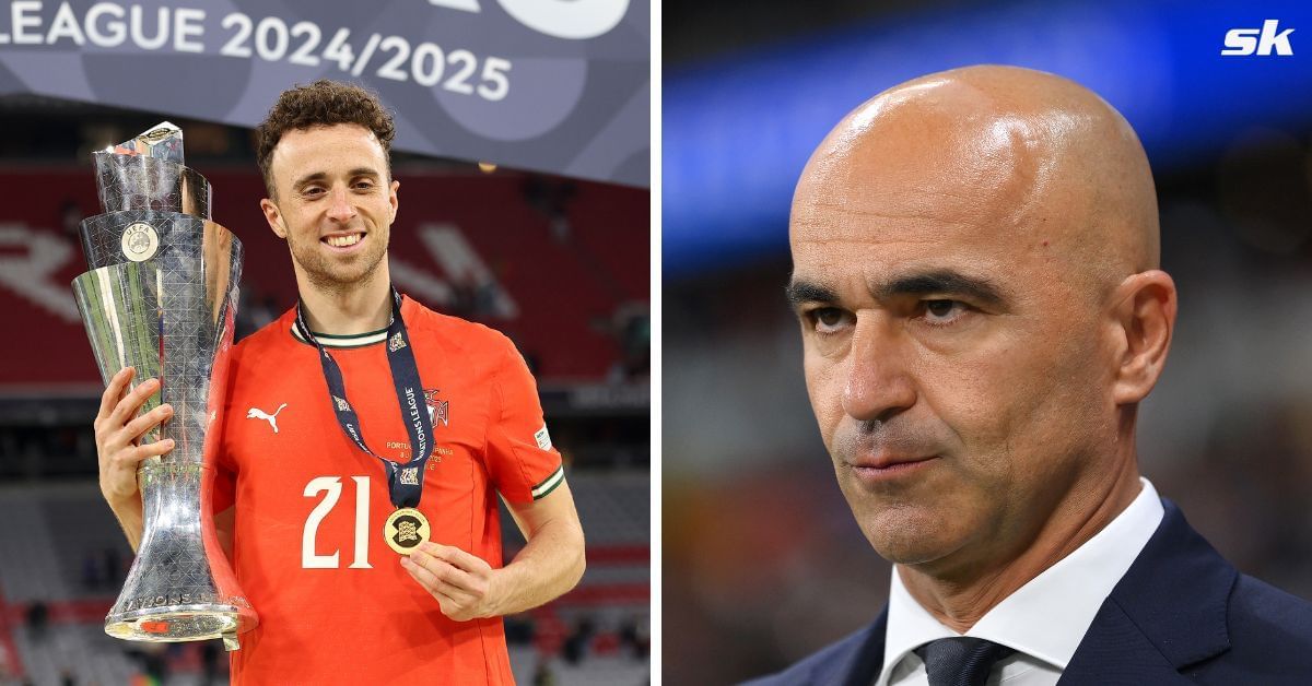 Diogo Jota (left) and Portugal boss Roberto Martinez - both pics GETTY