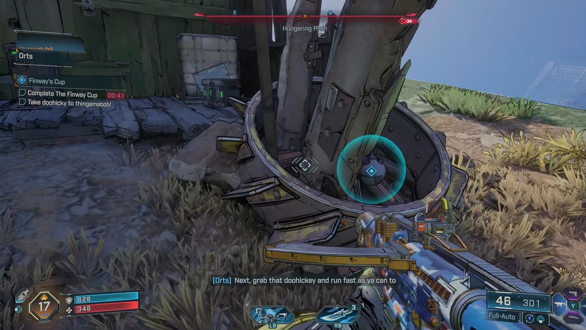 Dismount your vehicle to grab the Doohickey and rush to the stage where Orts is standing (Image via Gearbox Software)