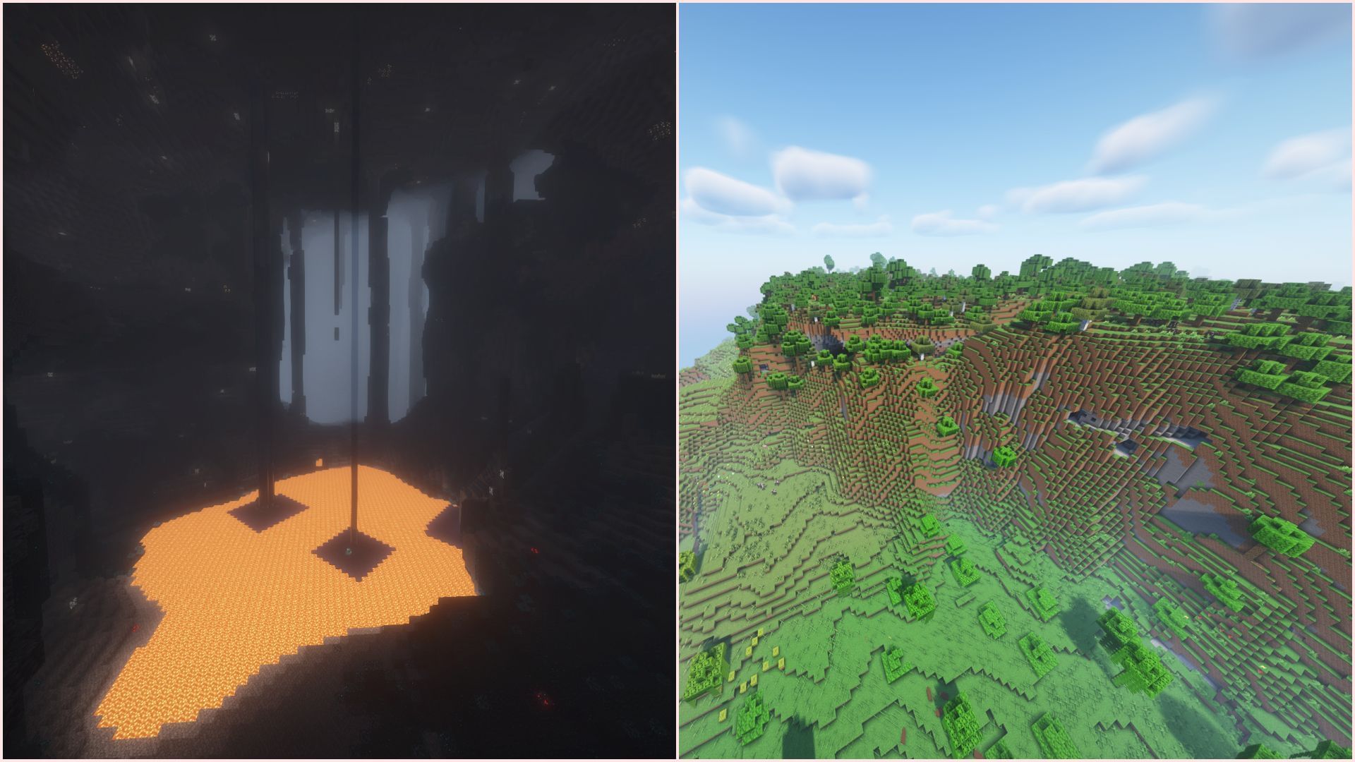 Caves &amp; Cliffs amplified caves and mountains (Image via Sportskeeda Gaming || Mojang Studios)