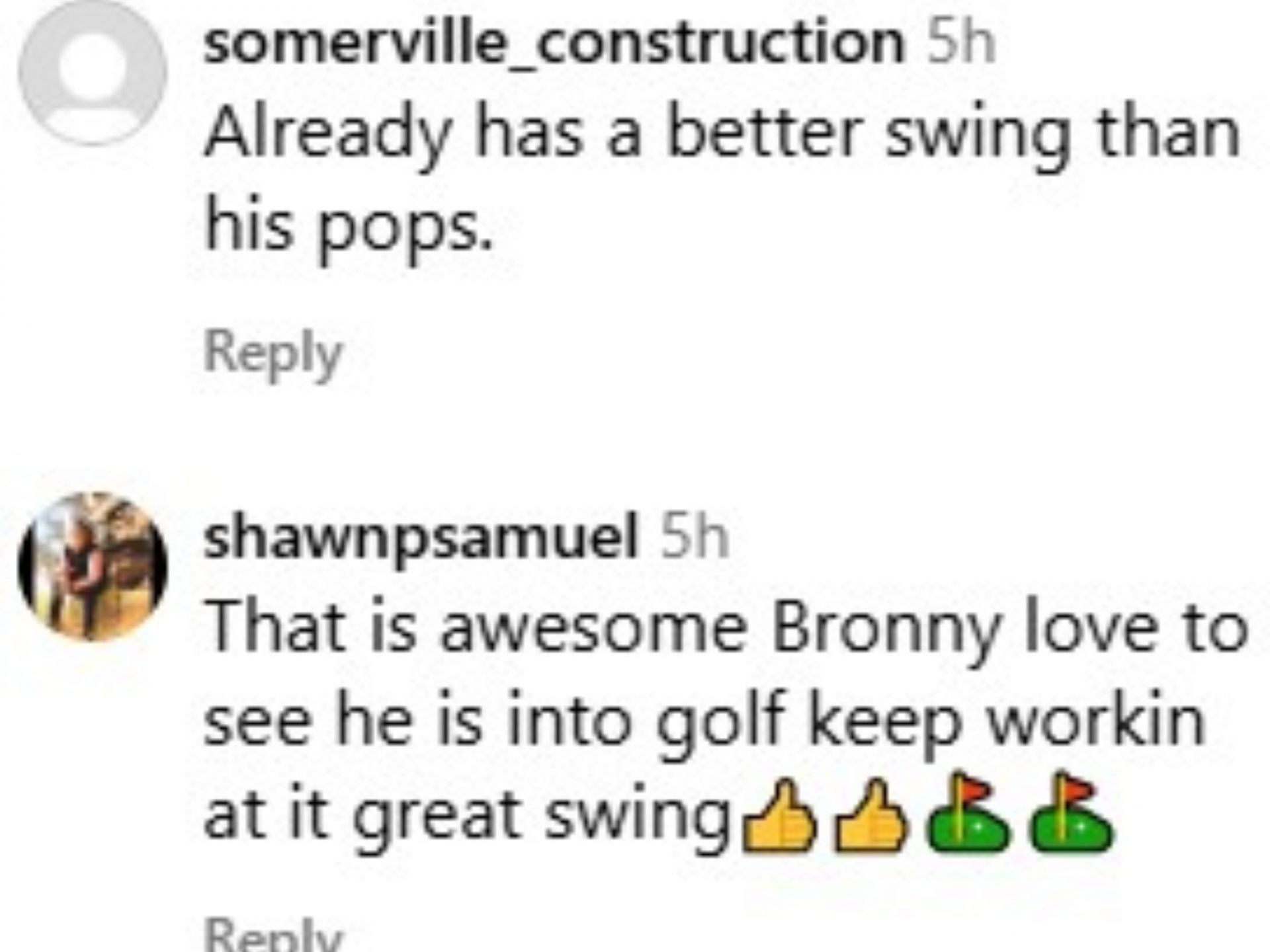 Fans react to Bronny&#039;s elite golf swing.