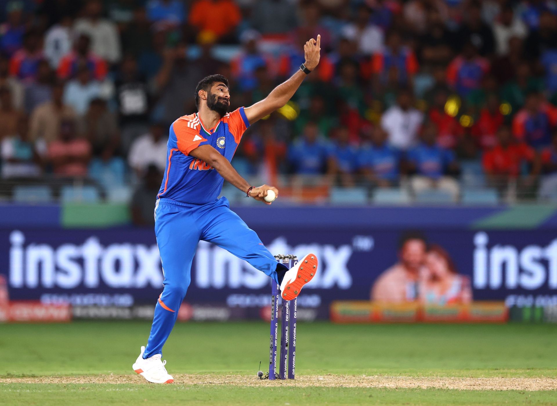 Jasprit Bumrah registered figures of 2/18 in four overs in India&#039;s Asia Cup 2025 clash against Bangladesh. [P/C: Getty]