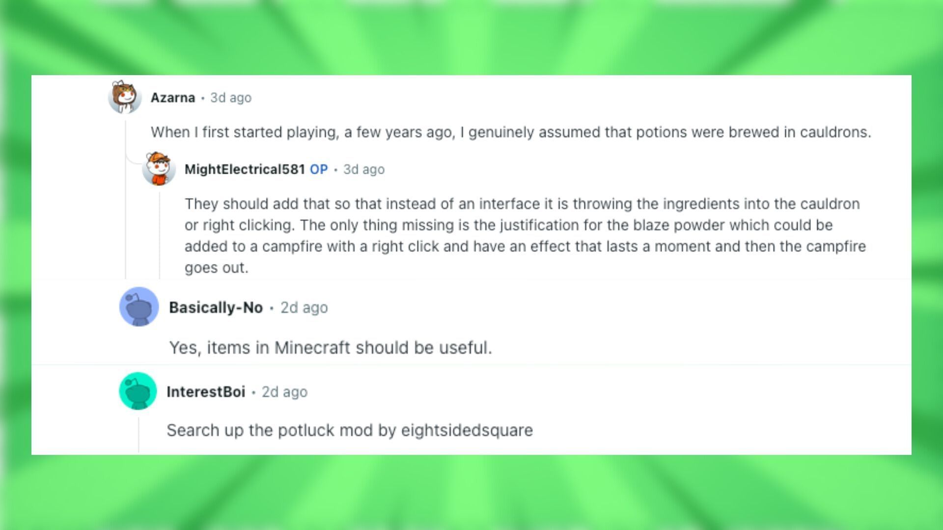 Redditors talk about the cauldron upgrade idea (Image via Reddit)