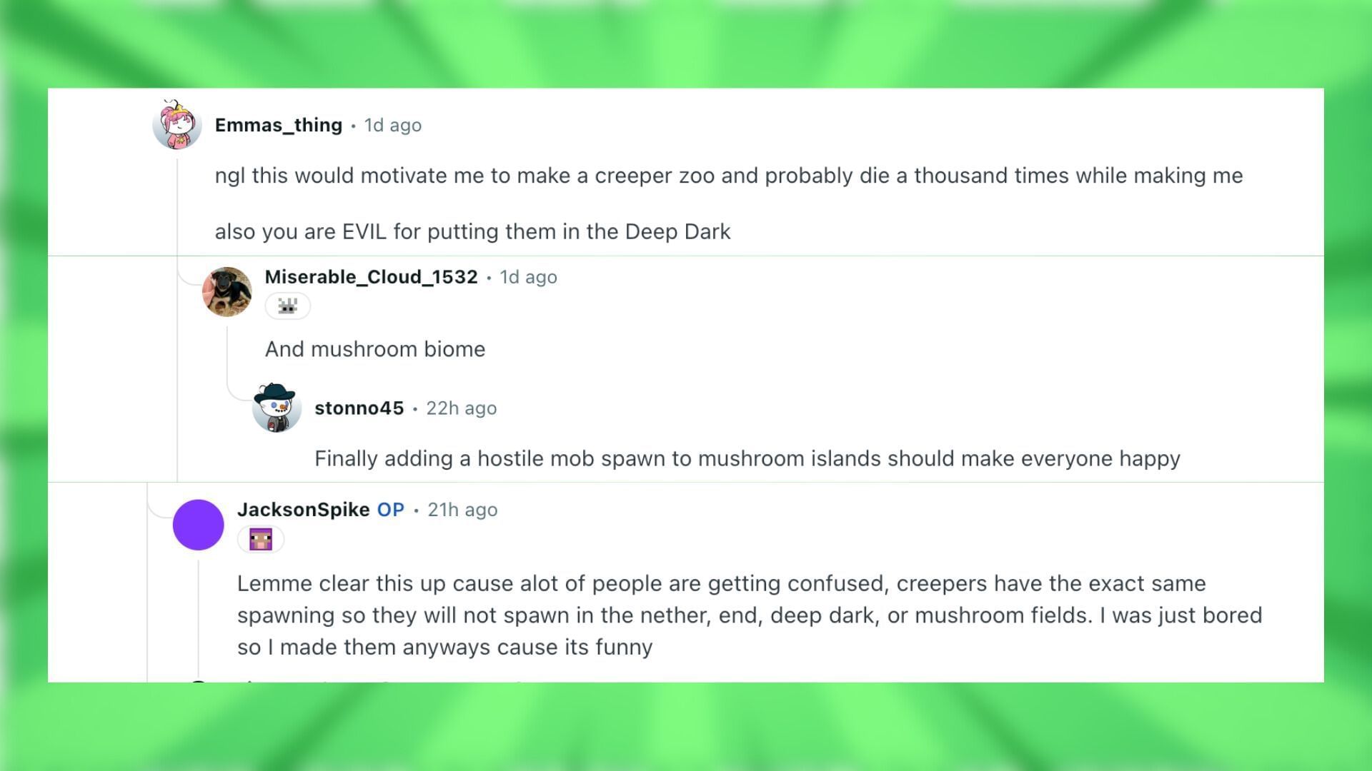 Redditors react to the Minecraft creeper variants resource pack (Image via Reddit)