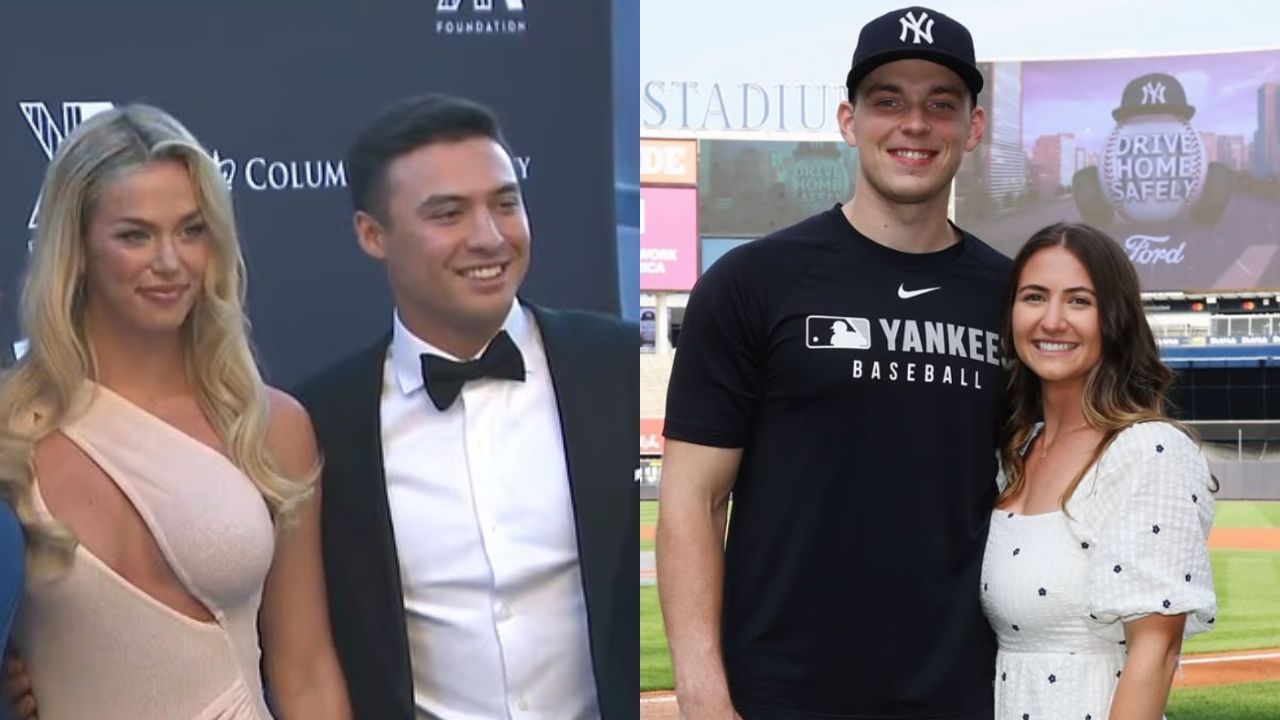 Anthony Volpe with his girlfriend, Elle Jowett (L), Ben Rice with his girlfriend, Sara Falkson (R) (Images from - X.com/@snyyankees, Instagram.com/@sfalkson)