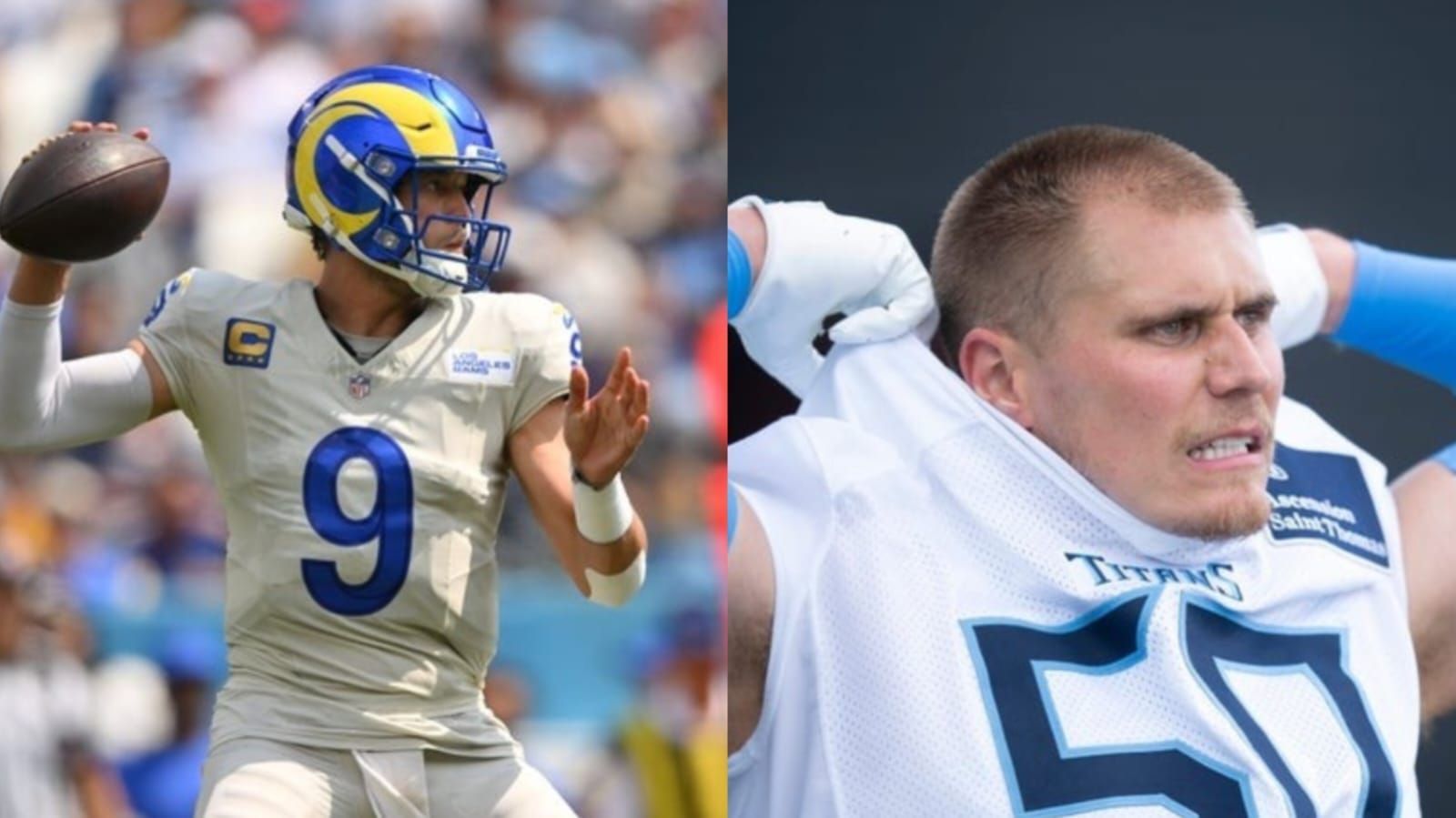 Matthew Stafford (L) Cody Barton (R) Image credit: Imagn