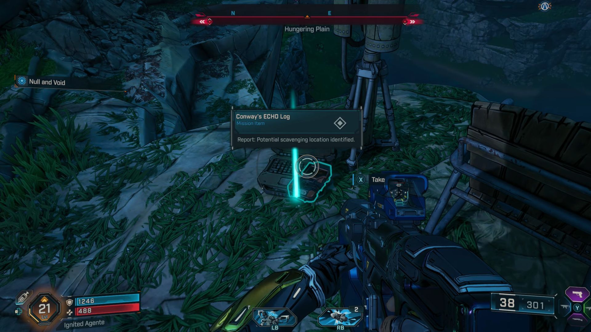The ECHO log is right beside the chair and the telescope (Image via Gearbox Software)