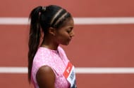 Gabby Thomas at the USATF 2025 USATF championships - Source: Getty