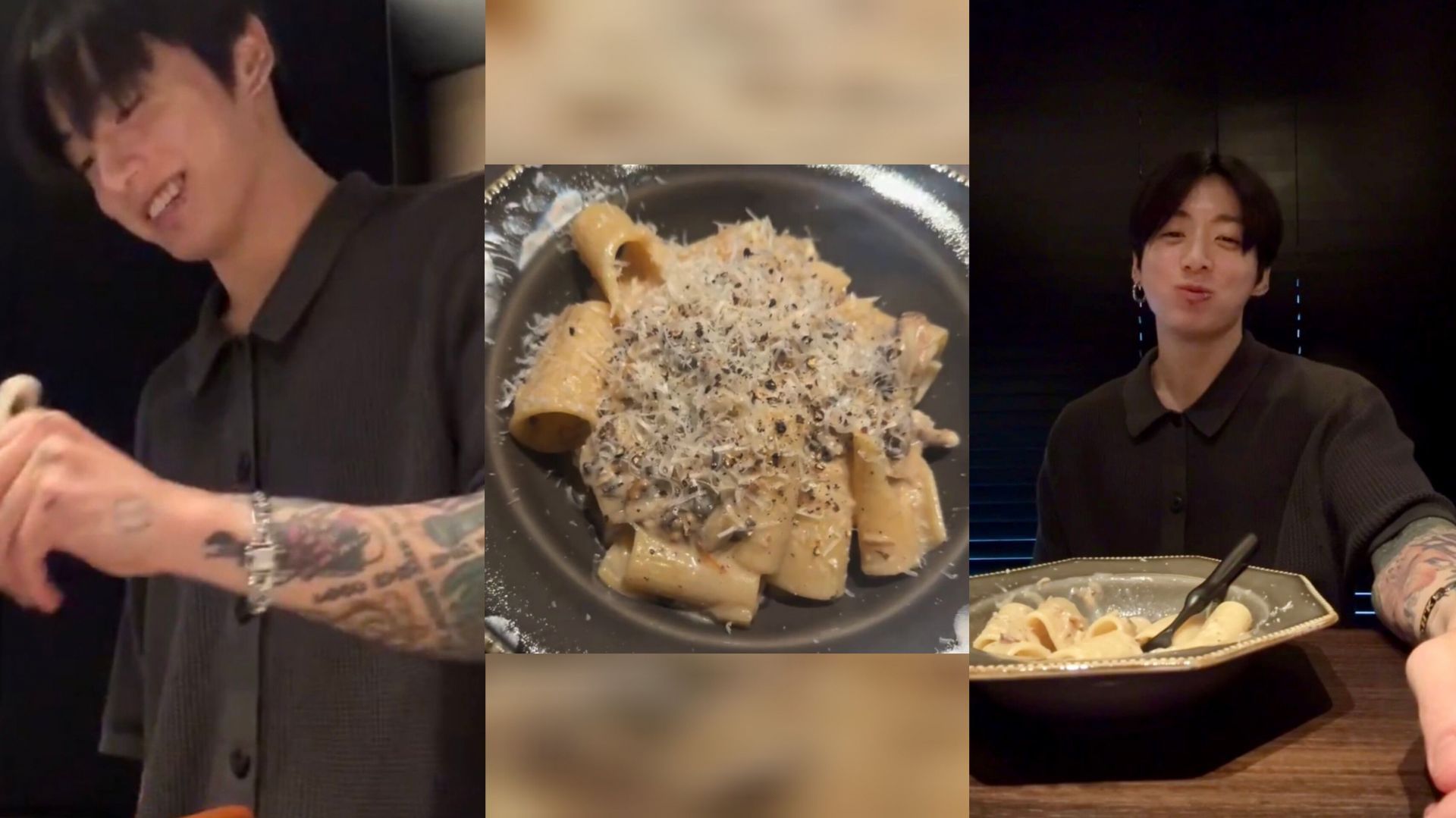 Jungkook&#039;s truffle pasta (Images via Weverse)