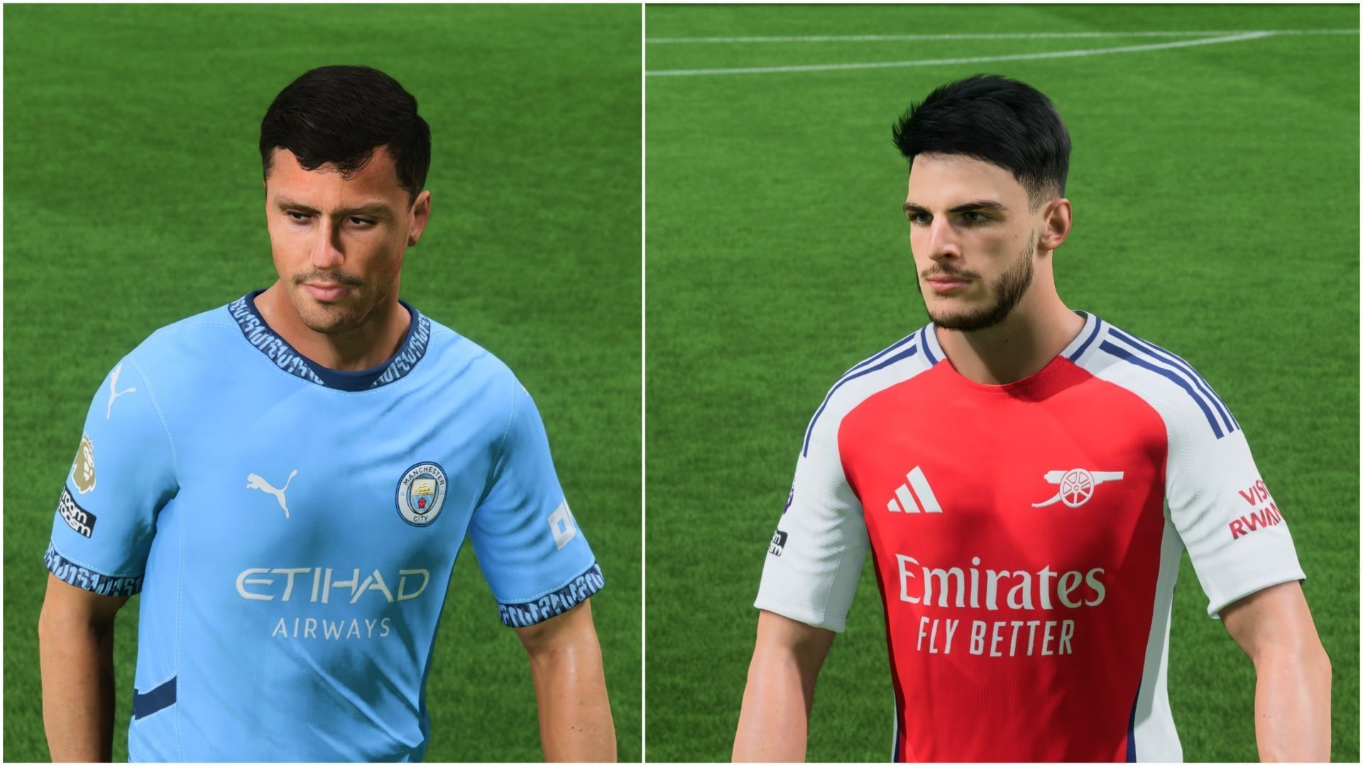 Rodri vs Declan Rice (Images via EA Sports/Sportskeeda Gaming)