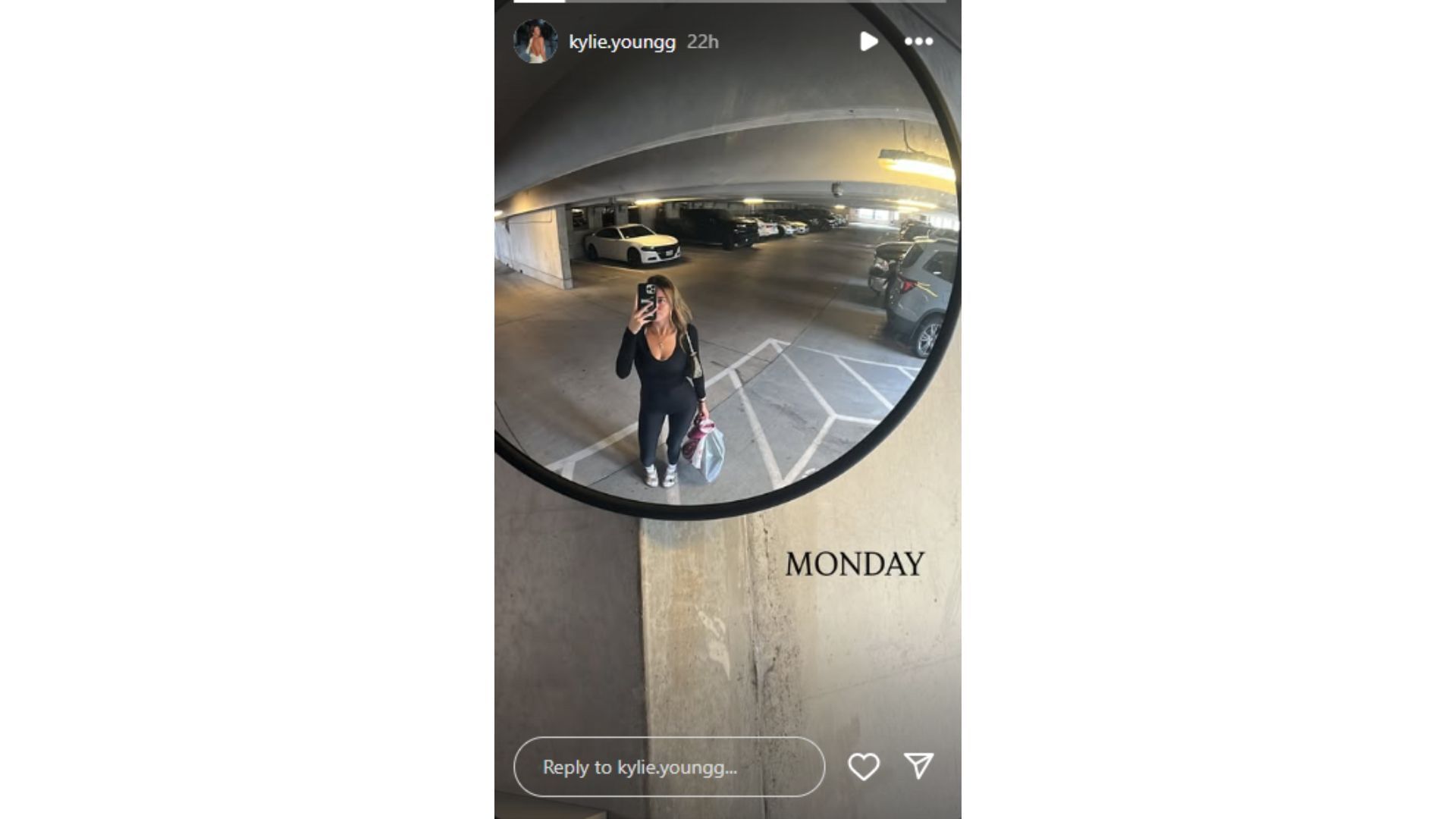 Kylie Young shared a photo of herself in a parking garage. (Photo via Kylie Young&#039;s Instagram)