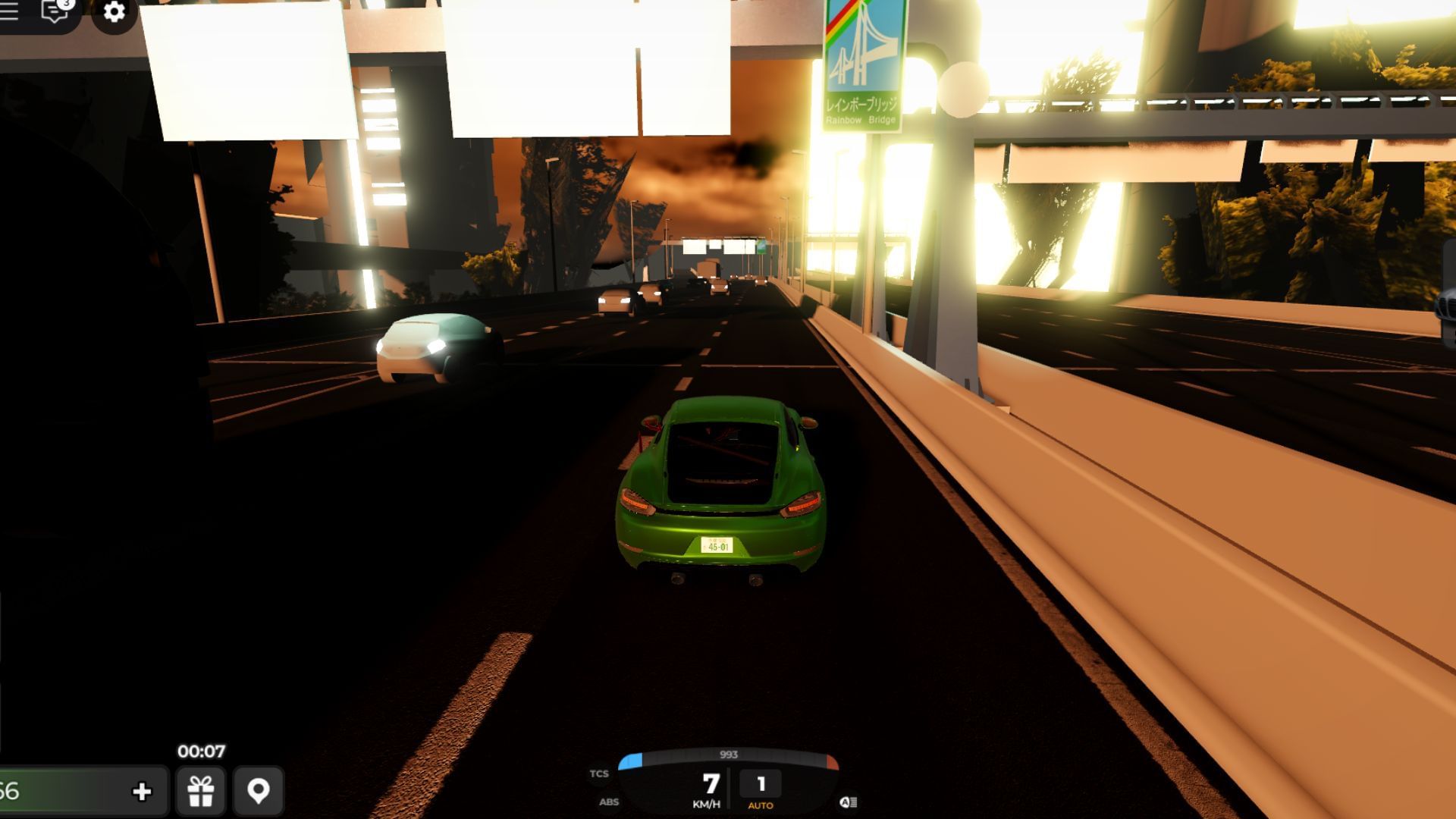 Players can roam around freely in this open-world traffic racer game (Image via Roblox)
