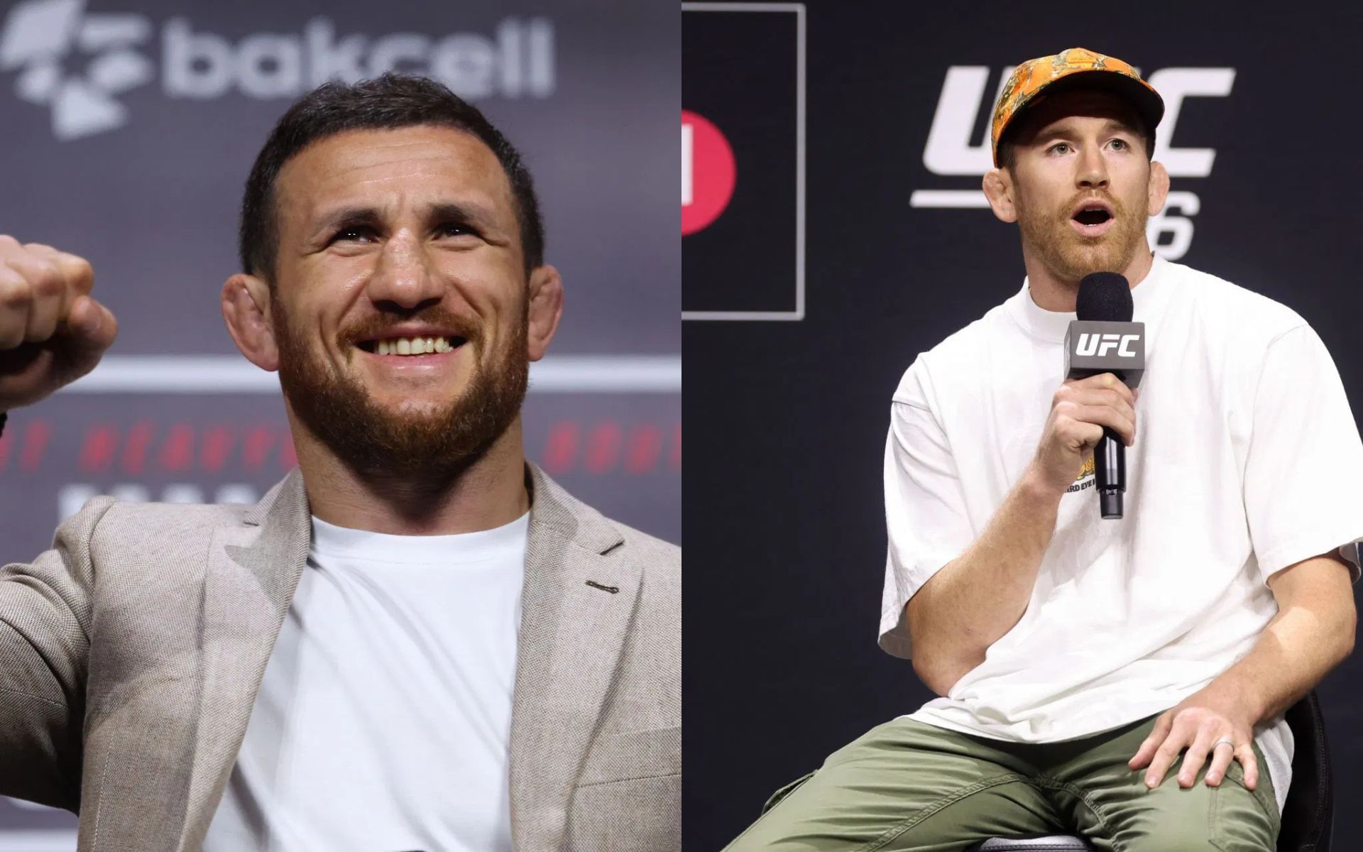 Merab Dvalishvili (left) talks about his fight with Cory Sandhagen (right). [Images courtesy: Getty]