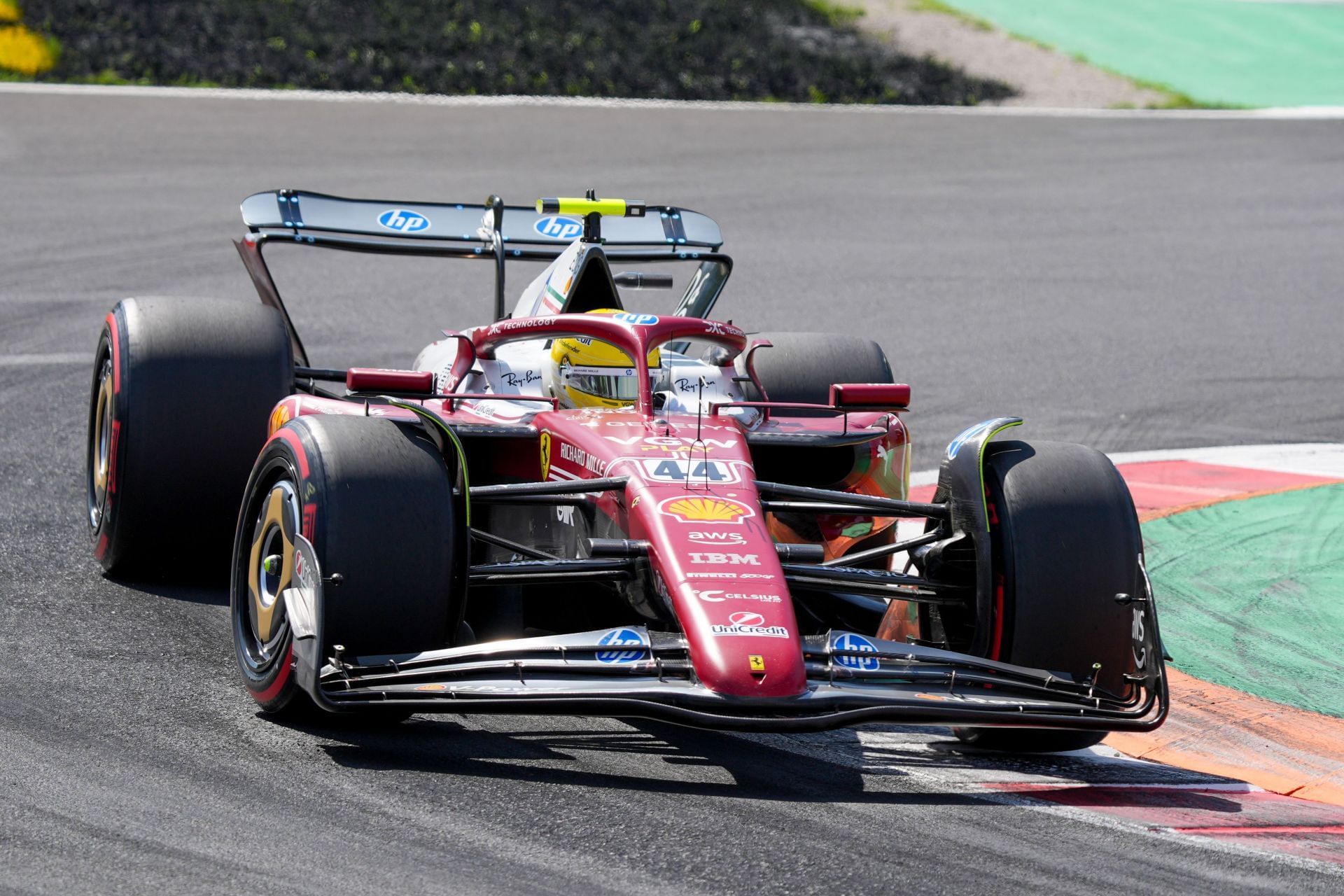 Lewis Hamilton of the UK drives the (44) Scuderia Ferrari HP SF-25 Ferrari during the free practice of the Formula 1 Pirelli Gran Premio d&#039;Italia 2025 in Monza, Italy - Source: Getty