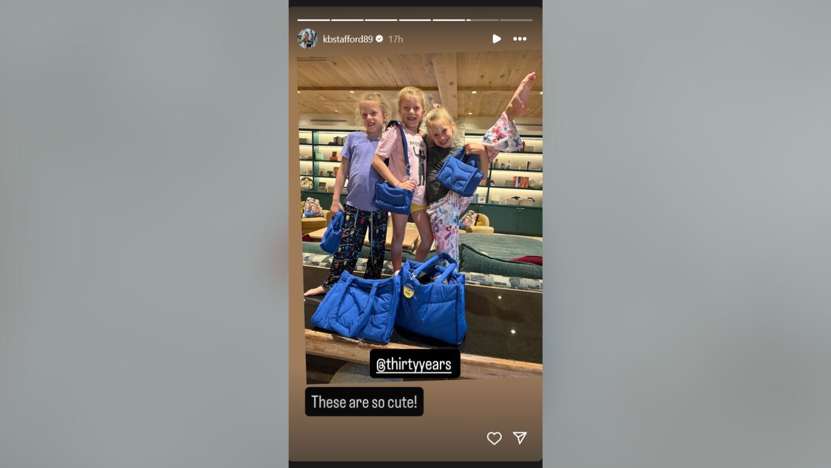 Matthew Stafford&rsquo;s wife Kelly shares daughters rocking Rams merch (image credit: instagram/kbstafford89)