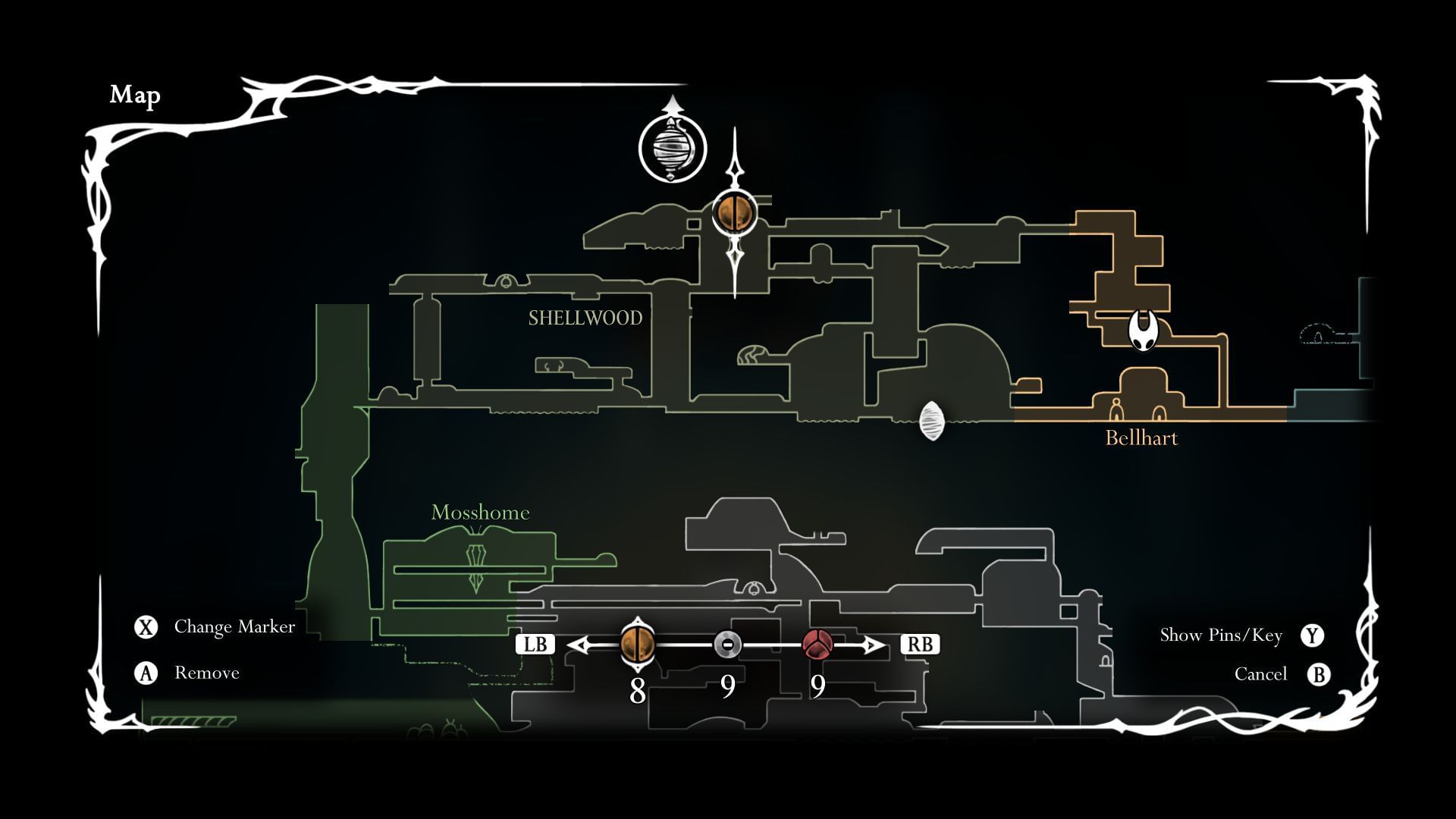 Location of Cling Grip Ancestral Art in Hollow Knight Silksong (Image via SK Gaming | Team Cherry)