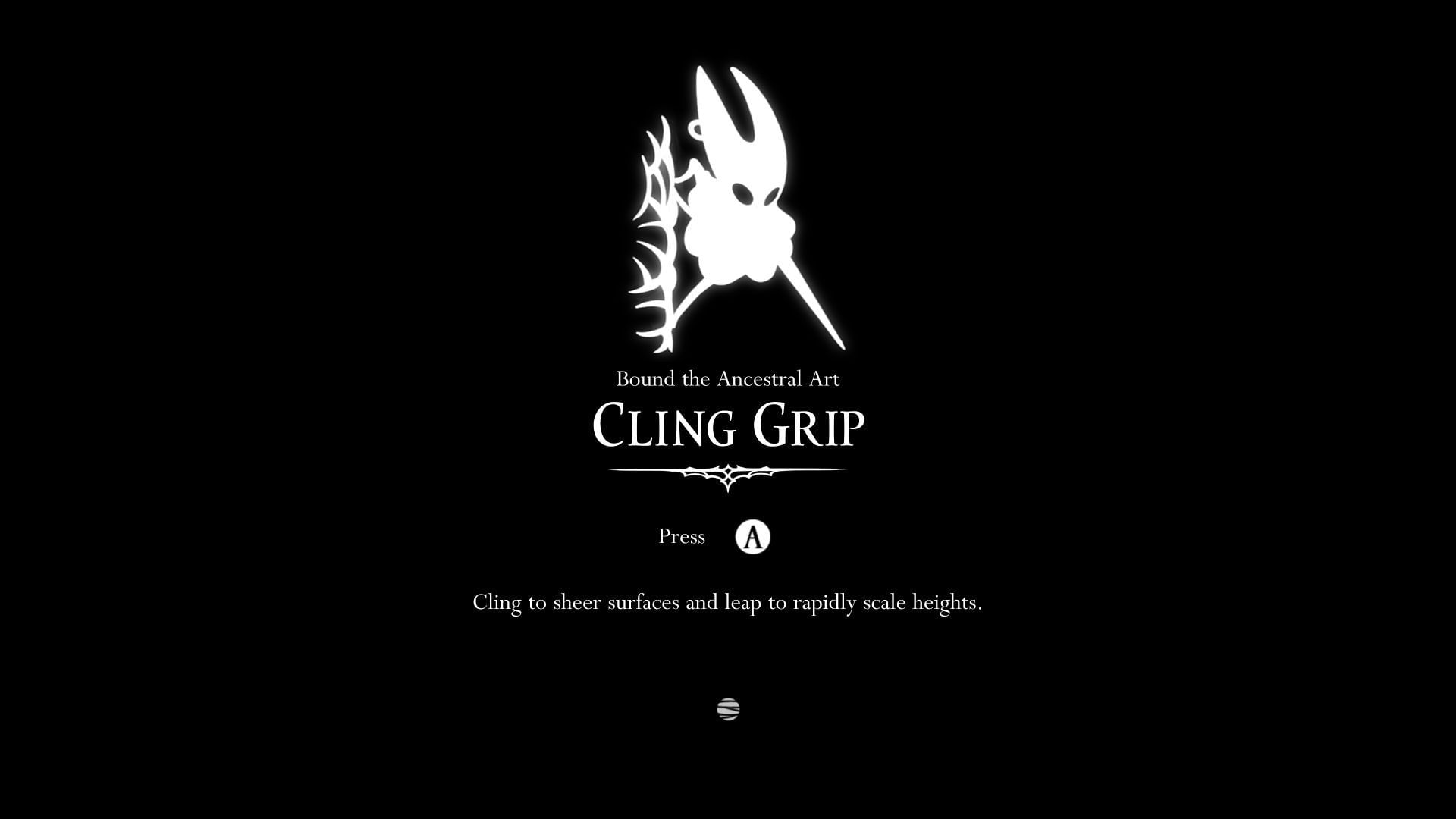 Cling Grip Ancestral Art description in Hollow Knight Silksong.