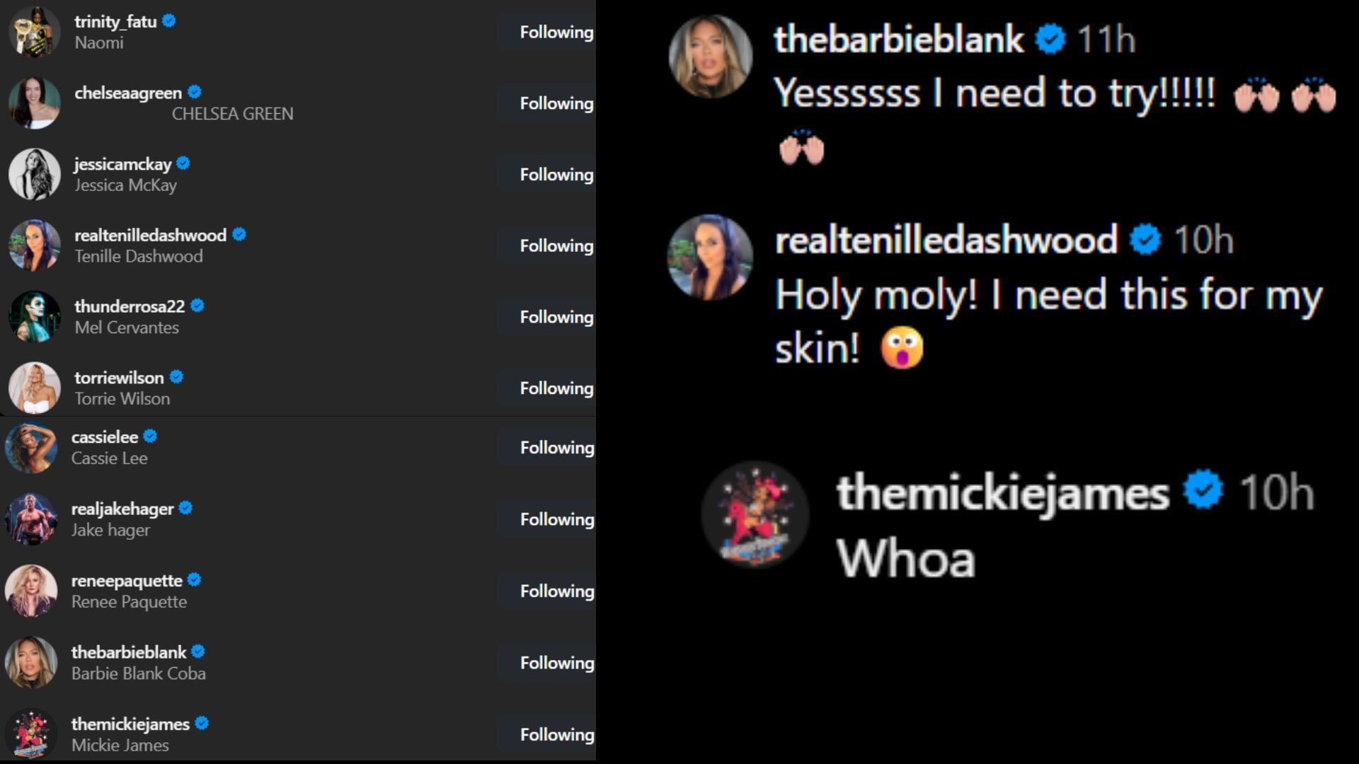 Screenshots of stars&#039; likes and comments. [Image credit: Summer Rae&#039;s Instagram]