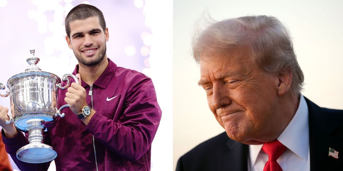Carlos Alcaraz and Donald Trump. (Images by Getty)