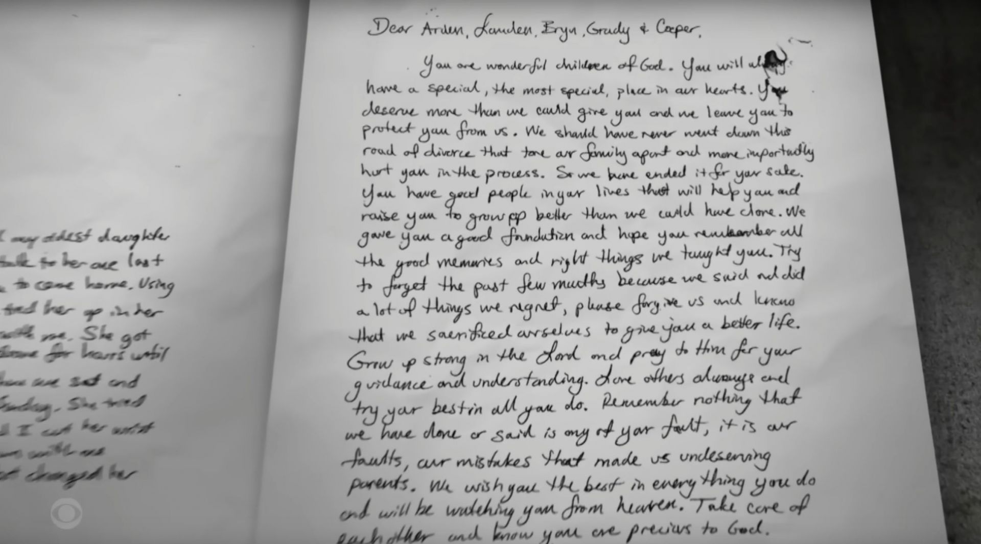 The court admitted Mathewson&#039;s handwritten note as evidence. (Image via @48Hours YouTube)