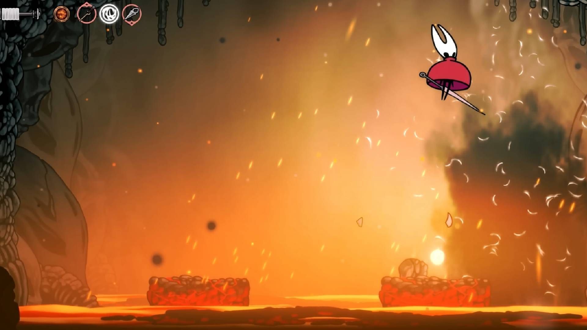 Use wall climbing to escape the lava water (Image via Team Cherry || YouTube@Dan Allen Gaming)