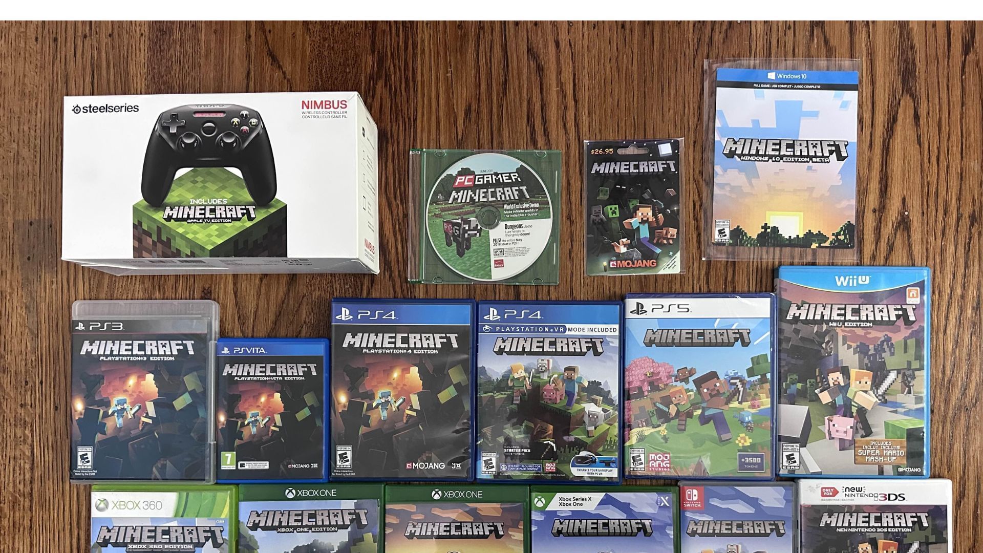 A Minecraft player shows their collection of different game editions (Image via Reddit/phoenix0219/Mojang Studios)