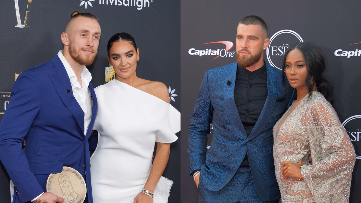 Travis Kelce's ex Kayla Nicole shows interest in George Kittle’s special outfit as 49ers TE announces new podcast with wife Claire