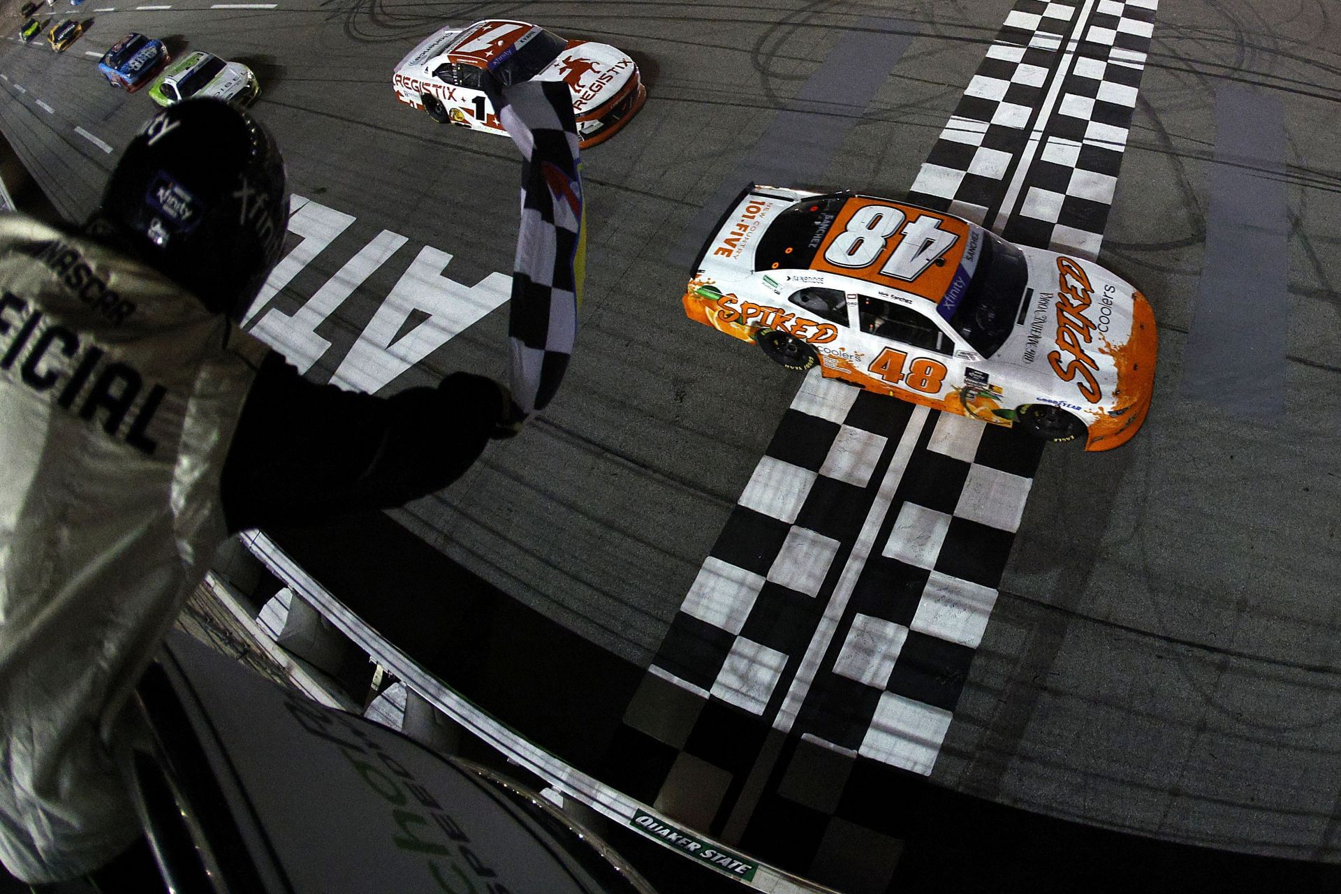 Nick Sanchez (48) wins the NASCAR Xfinity Series Focused Health 250 at Atlanta. Source: Getty