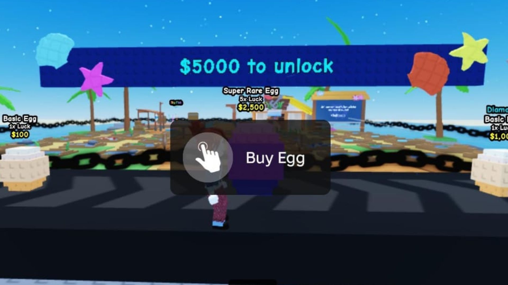 The fish-keeping zone needs to be unlocked with Coins (Image via Roblox)
