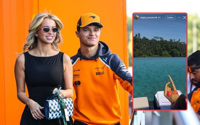 Lando Norris' girlfriend Margarida Corceiro sets fashion statement in a pink bikini in a poolside click