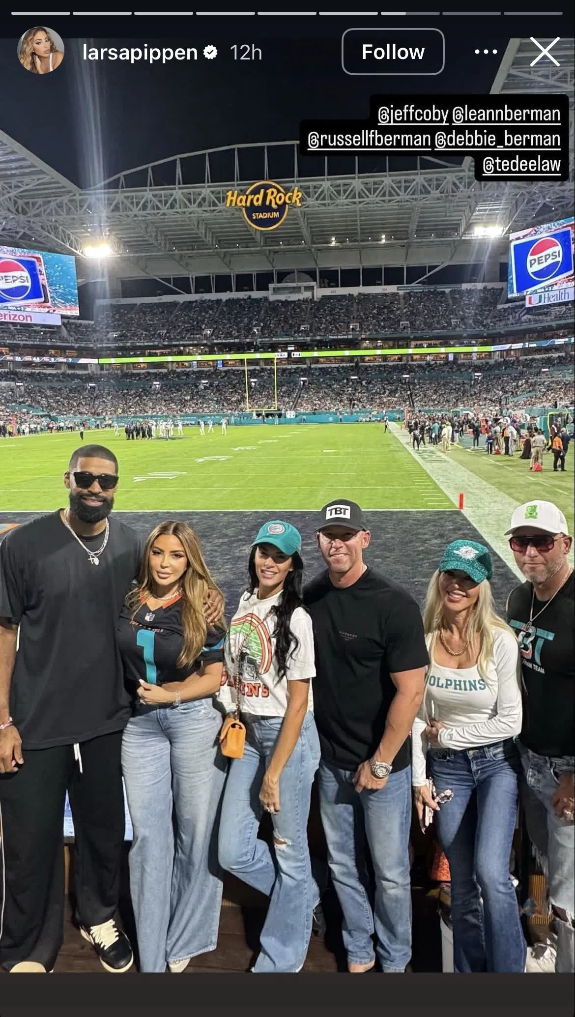 Larsa Pippen in the company of boyfriend Jeff Cobby and friends (Photo: Instagram @larsapippen)