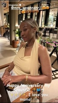 LeBron James chào đón vợ Savannah trong kỷ niệm ngày cưới của họ. Tín dụng: James/IG