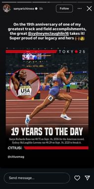 Still taken from Richards-Ross' Instagram (Source: @sanyarichiross/Instagram)