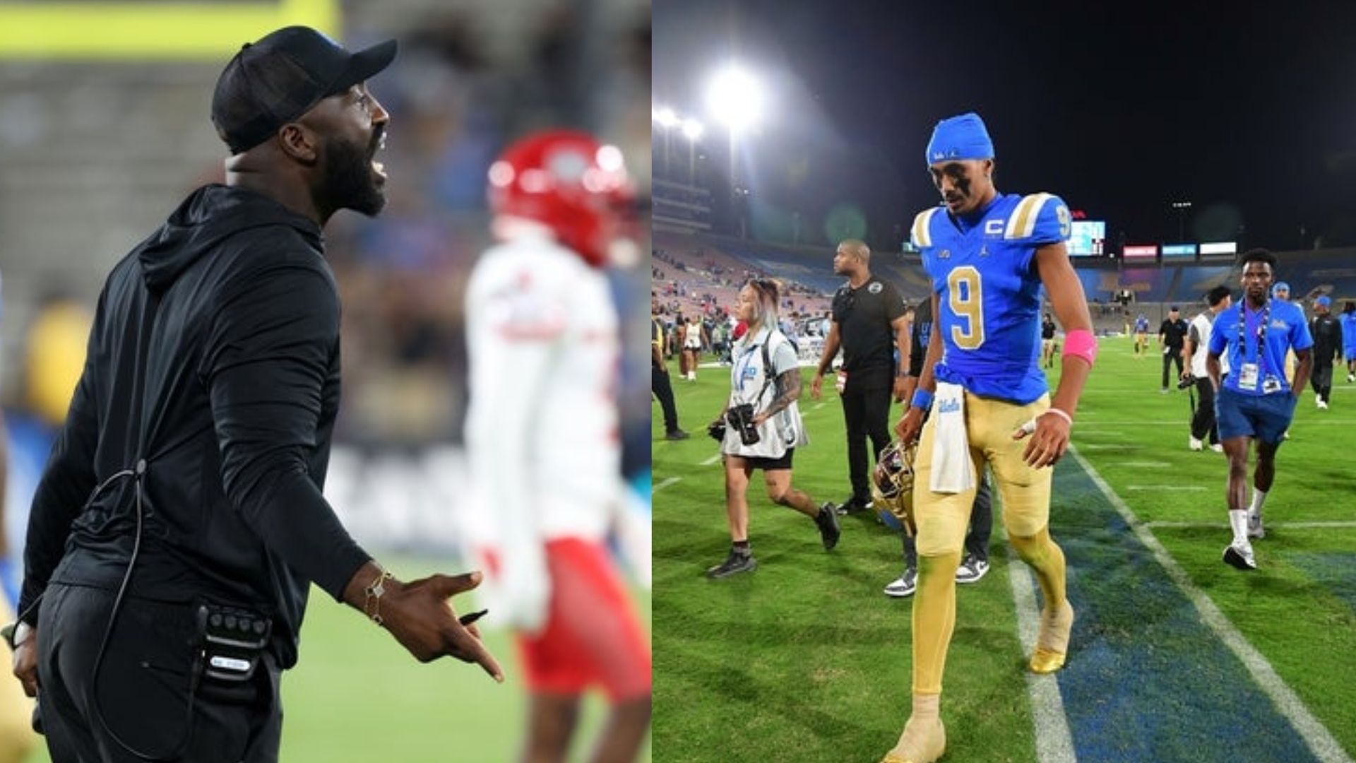 Former UCLA coach DeShaun Foster and QB Nico Iamaleava