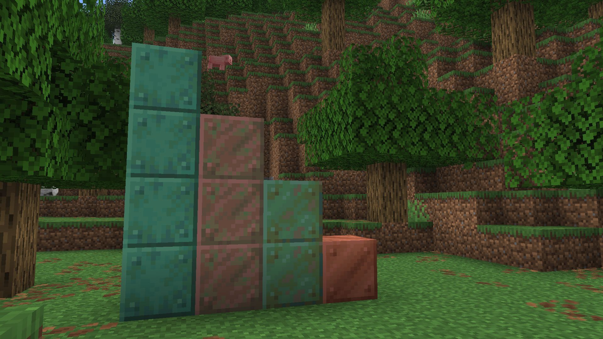 Copper oxidises to three shades in Minecraft (Image via Sportskeeda Gaming || Mojang Studios)