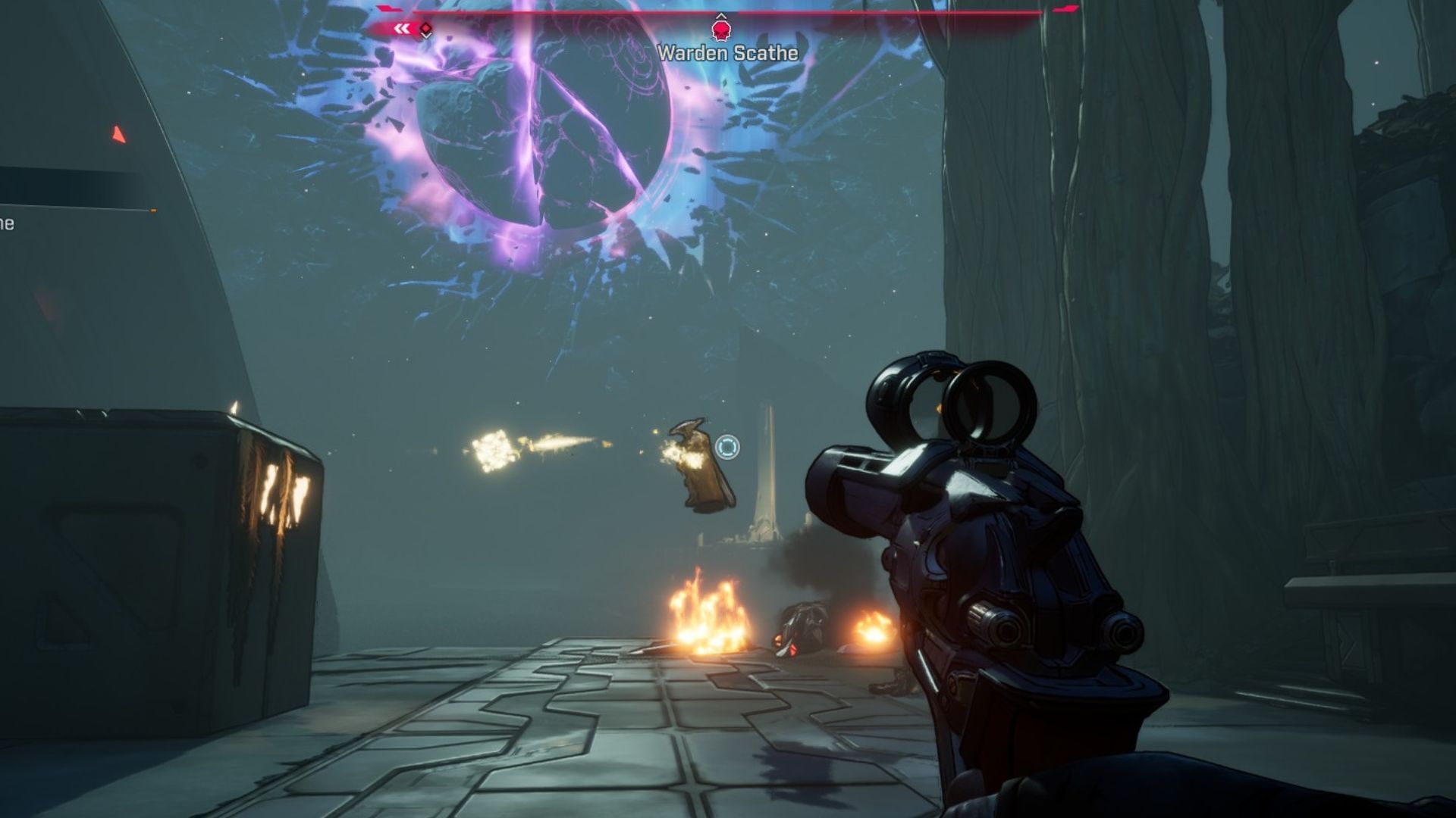 Warden Scathe has a surprising number of attacks for a tutorial boss (Image via 2K)