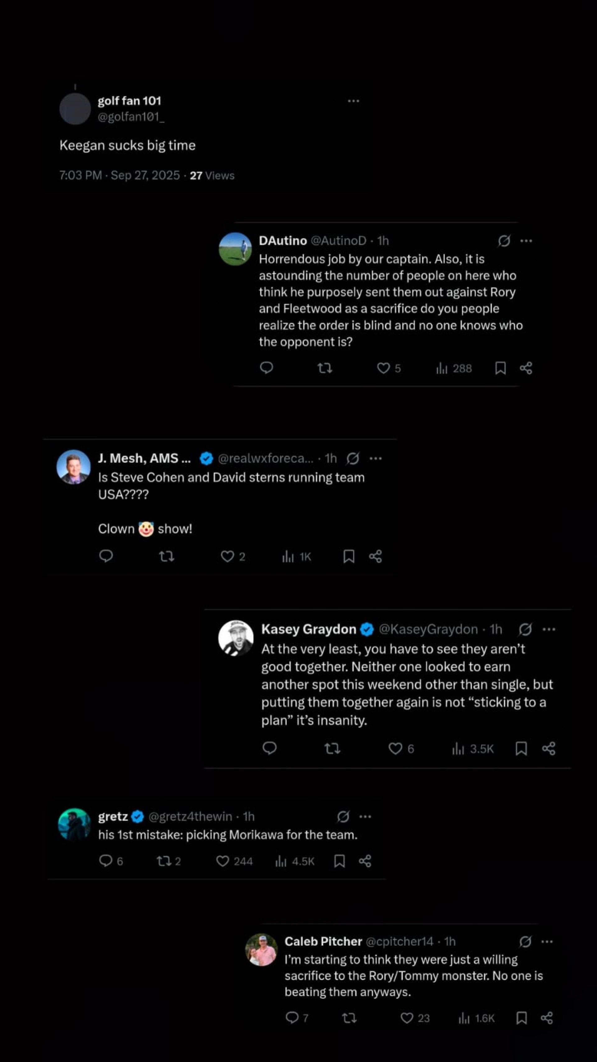 A screenshot of Fan reactions on NUCLR Golf&#039;s post (via X).