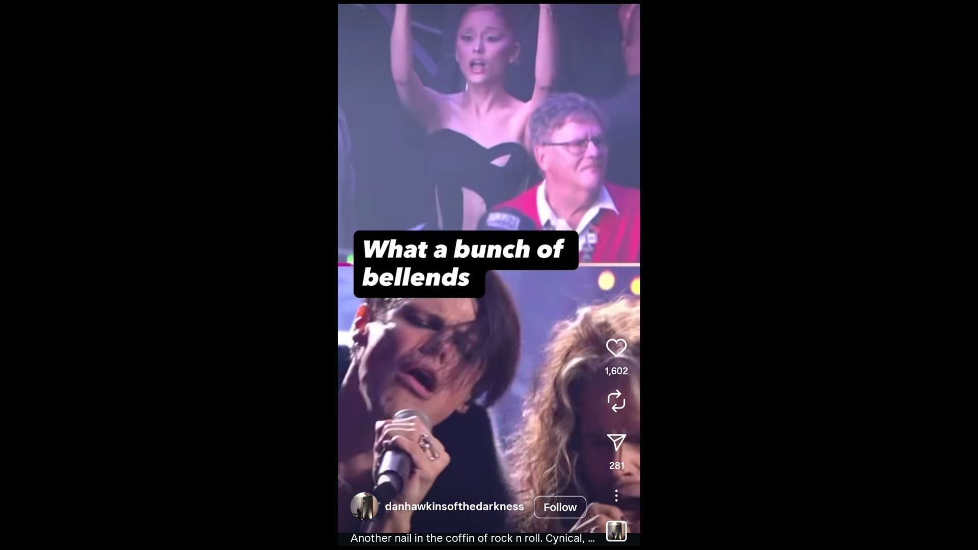 Dan Hawkins reacts to Ozzy Osbourne tribute at the MTV VMAs 2025. (Image via Instagram/@danhawkinsofthedarkness)