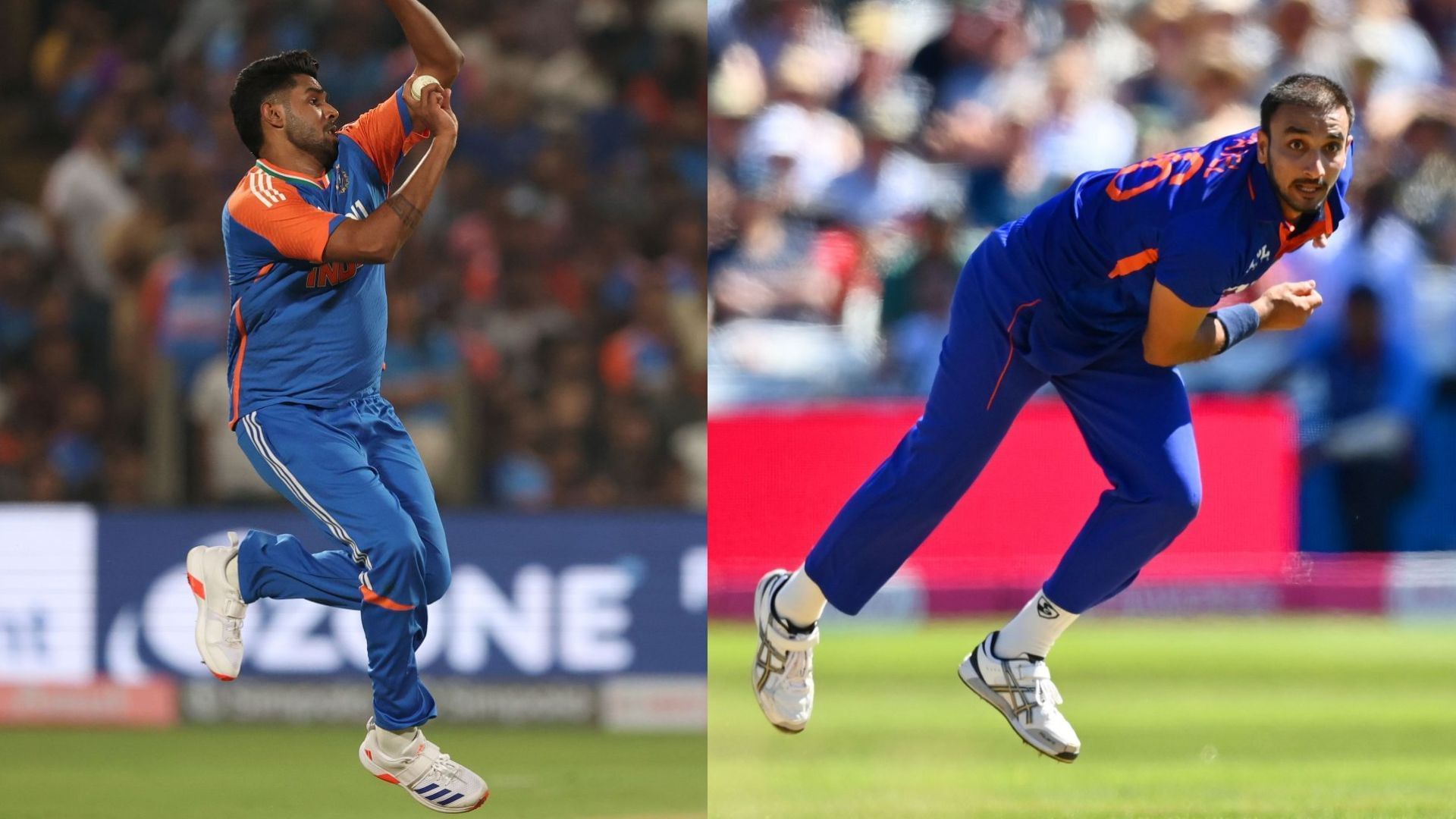 Harshit Rana (L) and Harshal Patel (R) in action for India in T20Is (Image Credits: Both Getty)