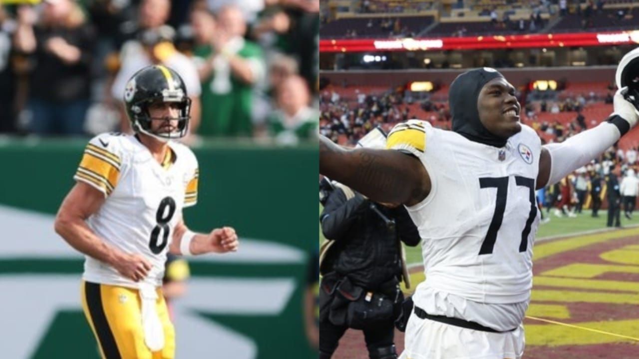 Aaron Rodgers (L) Broderick Jones (R) Image credit: IMAGN