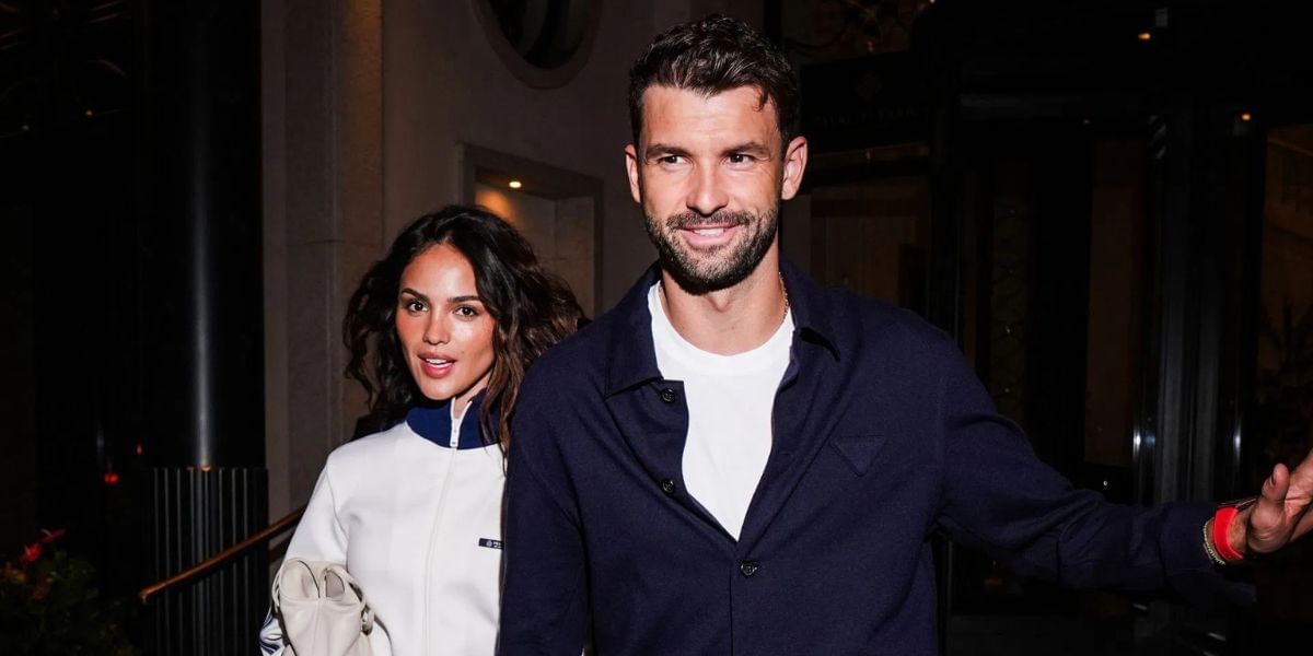 Eiza Gonzalez (left) and Grigor Dimitrov (right) on Day 3 of Milan Fashion Week - Womenswear Spring/Summer 2026 (Source: Getty)