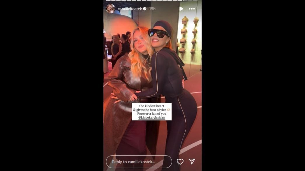 Kostek posed with Khloe Kardashian at the SKIMS event. (Photo via Camille Kostek&#039;s Instagram Story)