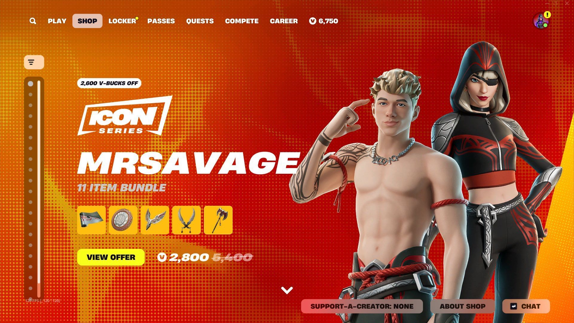 The MrSavage Icon Series skin in Fortnite is now in the Item Shop (Image via Sportskeeda Gaming || Epic Games)