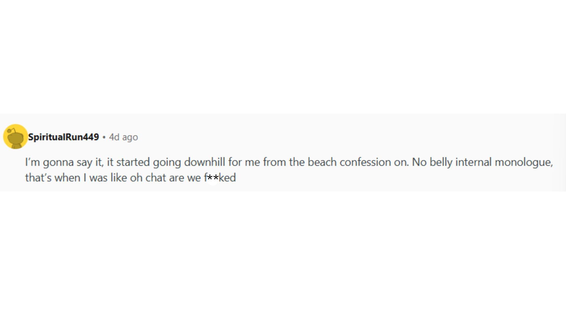A screenshot of the comment on X (Image via Reddit/@SpiritualRun449)
