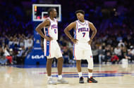 Philadelphia 76ers guard Tyrese Maxey (0) talks with guard Kyle Lowry (7) - Source: Imagn